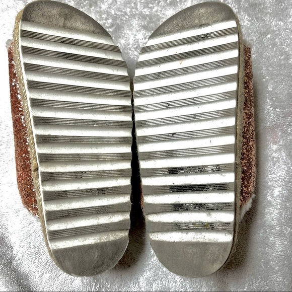 DV BY DOLCE VITA Girl's Carlina Glitter Faux Fur-Lined Espadrille Slides size 2 - Picture 9 of 10